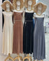 Ladies Pleated Spaghetti Straps Long Maxi Dresses
